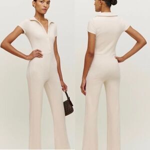 Reformation Leilani Cream Jumpsuit Short Sleeves Size XS